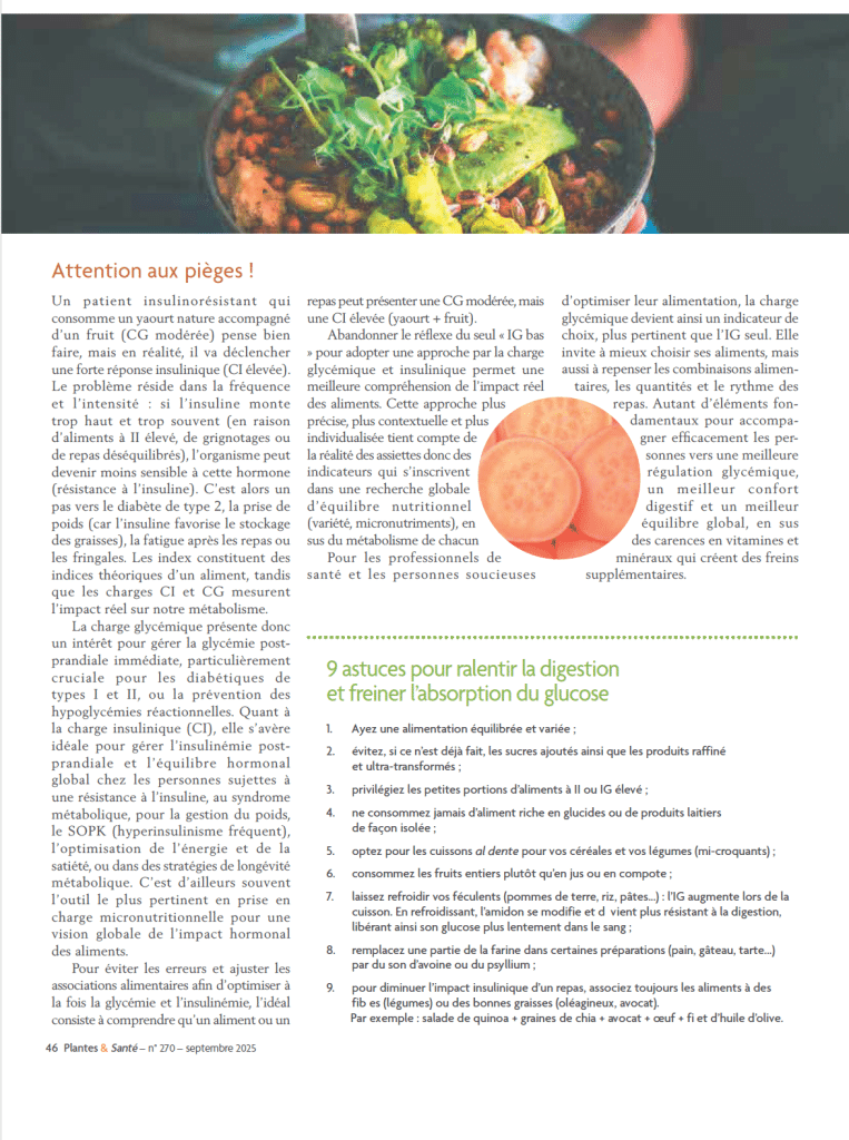 Plantes et Santé - Article Focus Nutrition - Charge Glycémique 4
