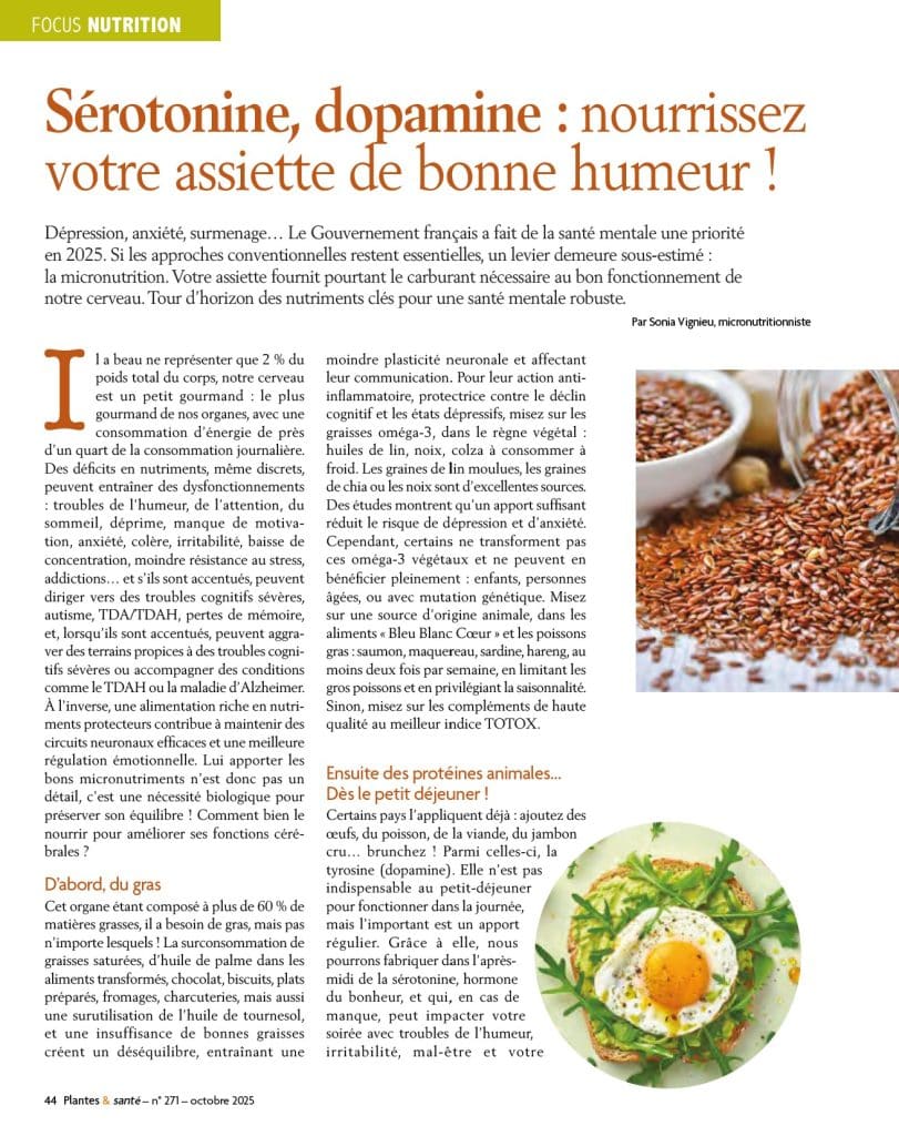 Plantes et Santé - Focus Nutrition - Santé Mentale Assiette 102025 Sonia Nutrition